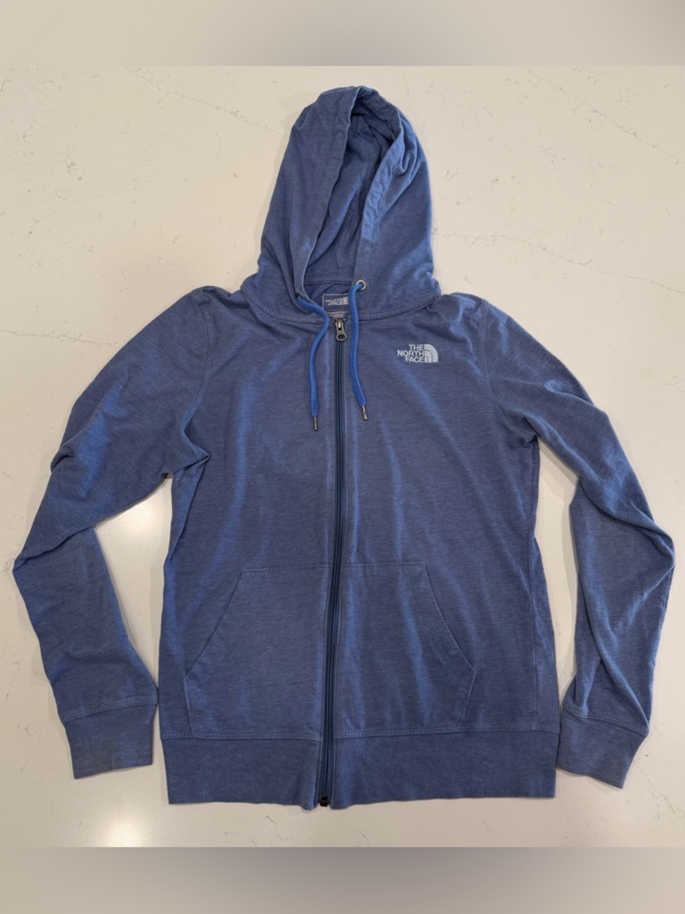 The North Face Women’s Blue Zip-Up Hoodie with Logo - Medium